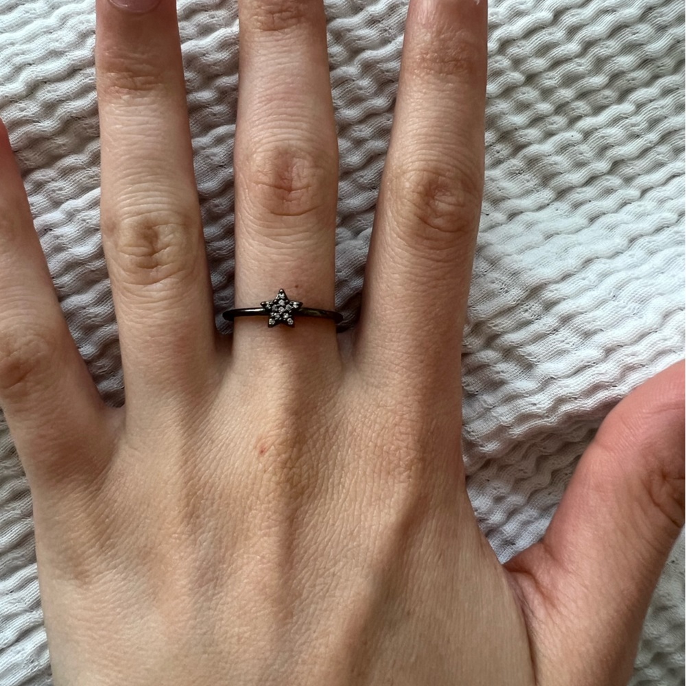 Brand new never worn black star thin band ring. Purchased this from a boutique!